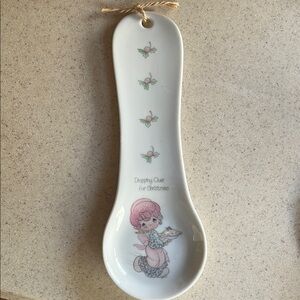 Precious Moments White and Pink Spoon Rest